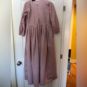 Vintage Handmade Bespoke Rose Print Pink Flowy Maxi Dress S